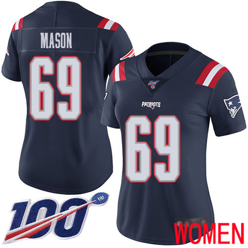 New England Patriots Football #69 100th Season Rush Limited Navy Blue Women Shaq Mason NFL Jersey->new england patriots->NFL Jersey